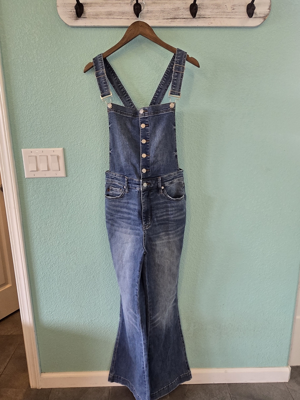 Judy Blue Medium Blue Button-Front Denim Overalls